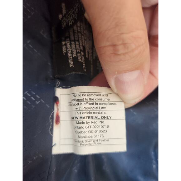 Cole Haan signature down feather puffer coat sz XL faux fur zip front navy brown - Picture 16 of 16